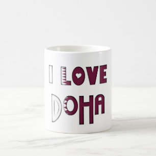 Taza De Café Amo la bandera de Doha del recuerdo de la