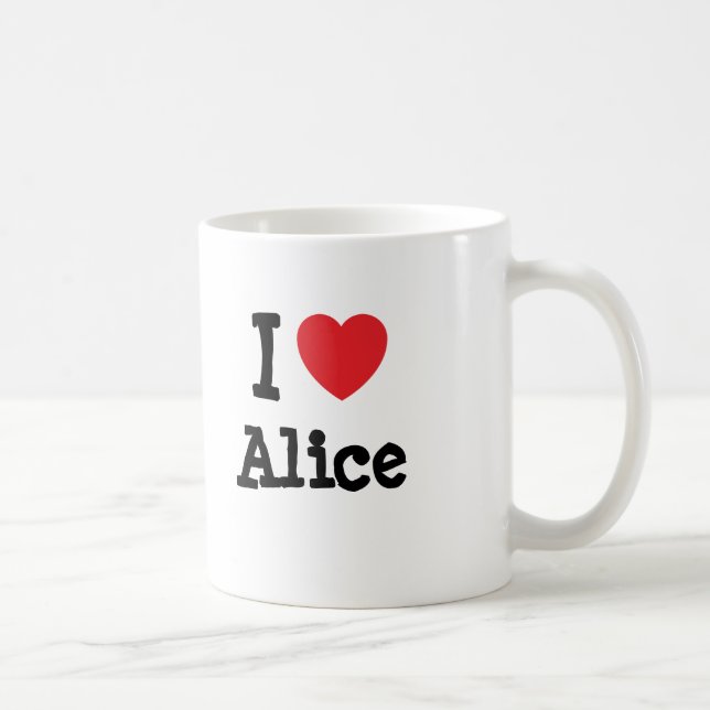 Taza De Café Amo la camiseta de corazón de Alice (Derecha)