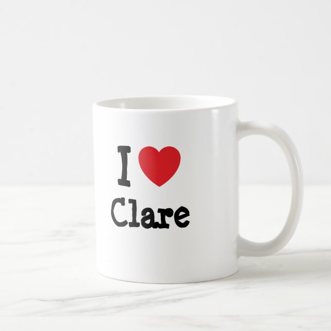 Taza De Café Amo la camiseta del corazón de Clare (Derecha)