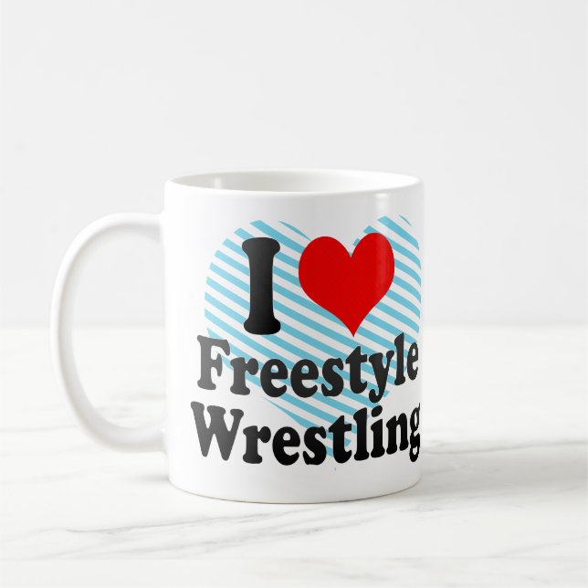 Taza De Café Amo la lucha de estilo libre (Izquierda)
