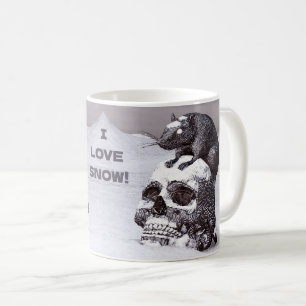 Taza De Café ¡Amo La Nieve! Rat on cráneo