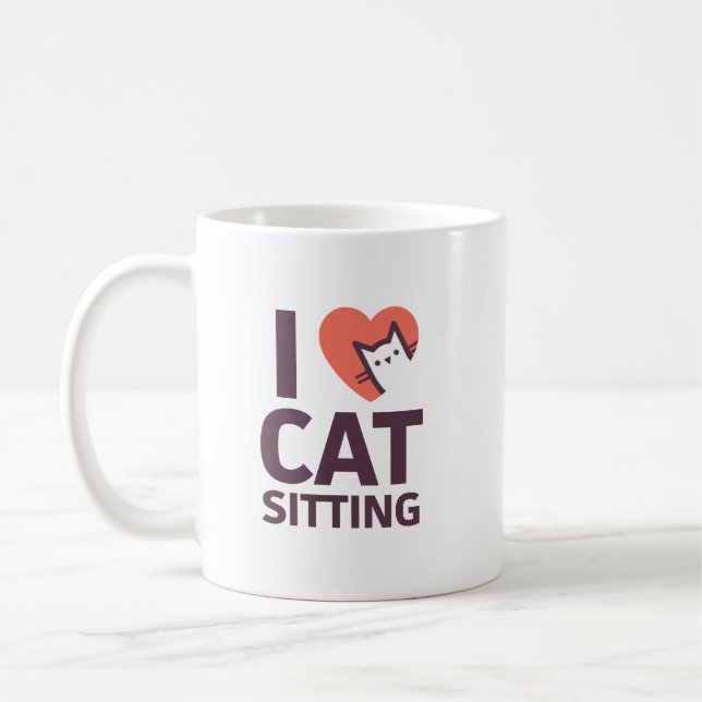 Taza De Café Amo la sentada del gato (Izquierda)