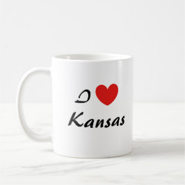 Taza De Café Amo la tipografía cardíaca de Kansas