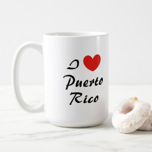 Taza De Café Amo la tipografía cardíaca de Puerto Rico
