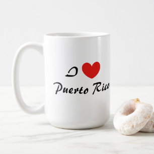 Taza De Café Amo la tipografía cardíaca de Puerto Rico