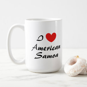 Taza De Café Amo la tipografía cardíaca de Samoa Americana Café