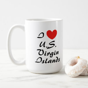 Taza De Café Amo la tipografía de las Islas Vírgenes de los Est