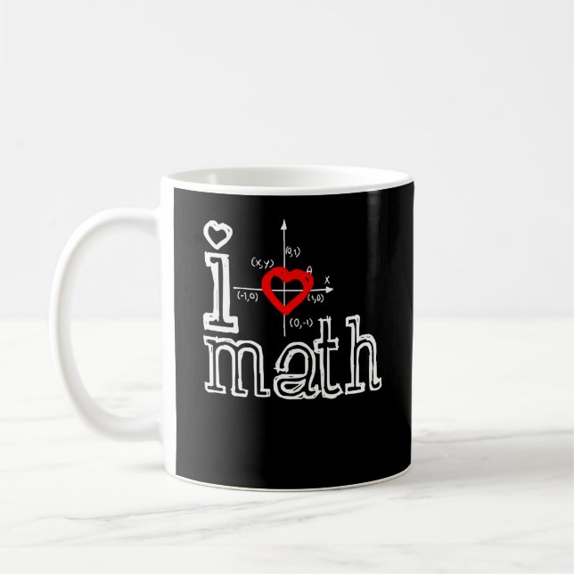 Taza De Café Amo las matemáticas de corazón (Izquierda)