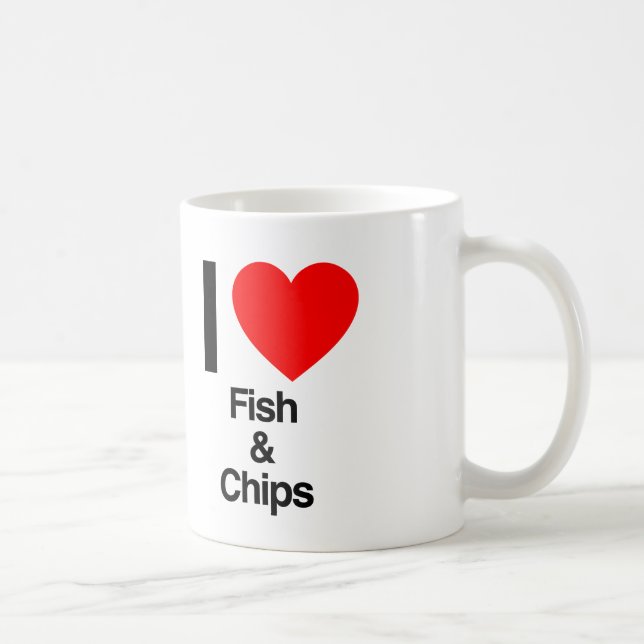 Taza De Café amo los peces y las patatas fritas (Derecha)