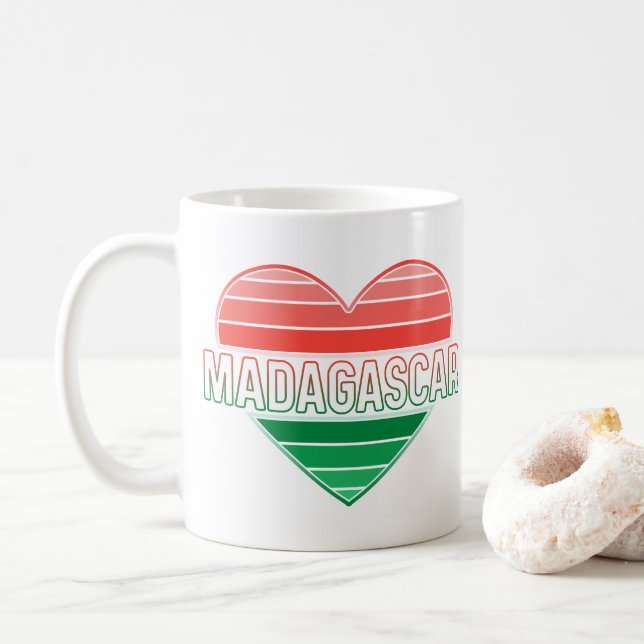 Taza De Café Amo Madagascar, corazón malgache (Con donut)