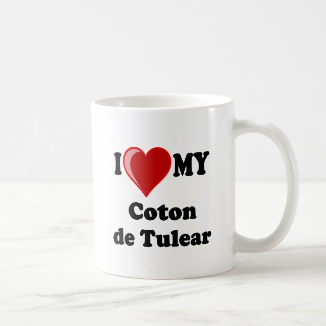 Taza De Café Amo mi algodón De Tulear Dog (Derecha)