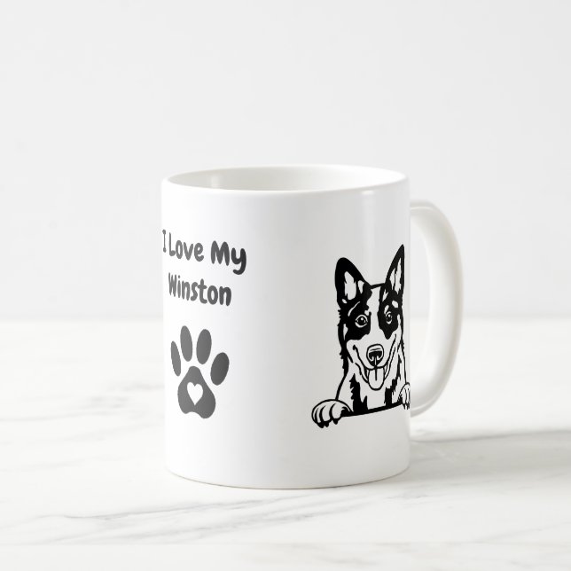 Taza De Café Amo mi AZUL HEELER | Impresión de nombre y de pági (Anverso derecho)
