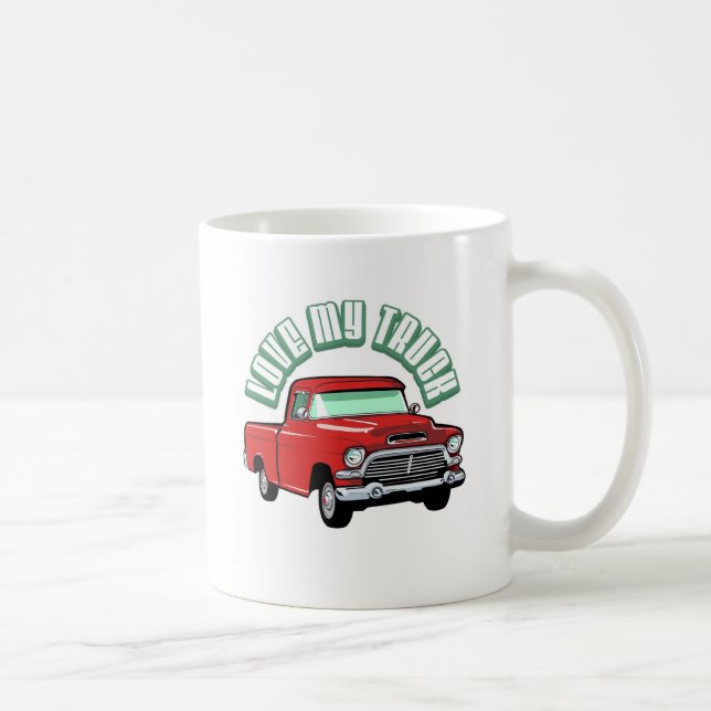 Taza De Café Amo mi camión - viejo, recogida roja clásica (Derecha)