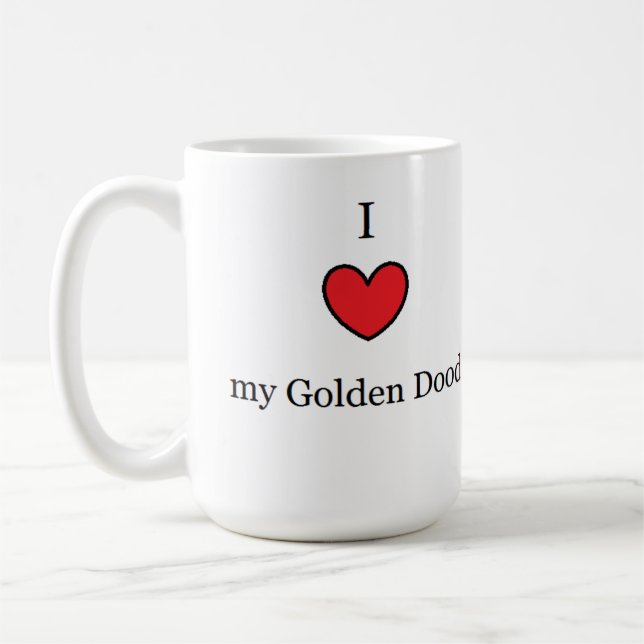 Taza De Café Amo mi Doodle de oro, corazón rojo (Izquierda)