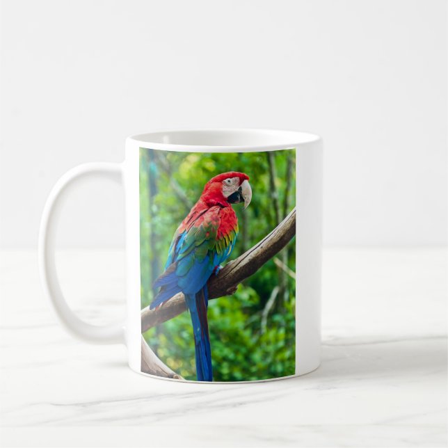 Taza De Café Amo mi foto coa alas verde del Macaw (Izquierda)