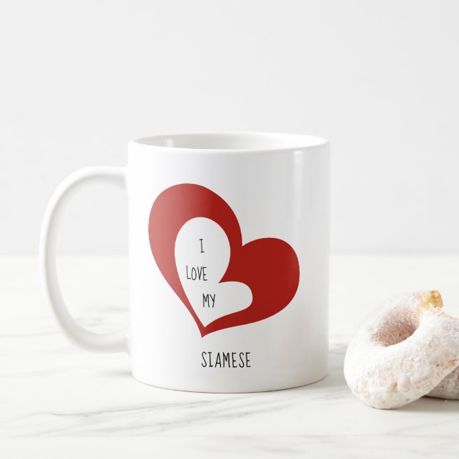 Taza De Café Amo Mi Gato Siamés (Con donut)