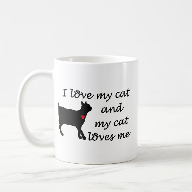 Taza De Café Amo mi gato y mi gato me ama (Izquierda)