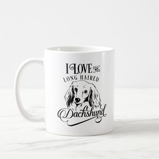 Taza De Café Amo Mi Largo Pelo Dachshund (Izquierda)