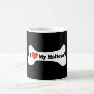 Taza De Café Amo mi maltés - hueso de perro