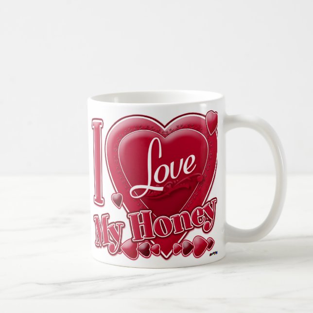 Taza De Café Amo mi miel roja - corazón (Derecha)