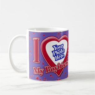 Taza De Café Amo Mi Novia Foto Corazón Rojo Púrpura
