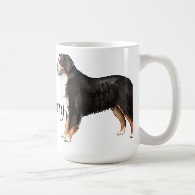 Taza De Café Amo mi perro de montaña de Bernese (Derecha)
