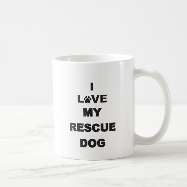 Taza De Café Amo mi perro del rescate (Derecha)