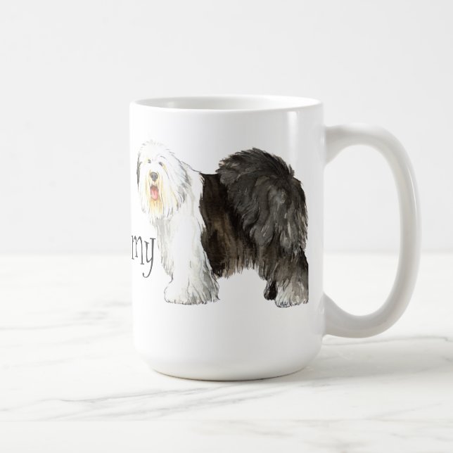Taza De Café Amo mi perro pastor inglés viejo (Derecha)