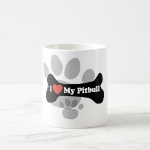 Taza De Café Amo mi Pitbull - hueso de perro