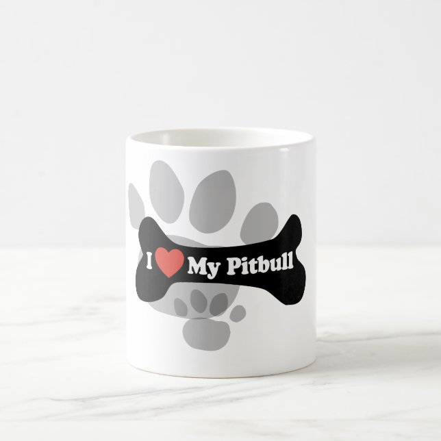 Taza De Café Amo mi Pitbull - hueso de perro (Centro)