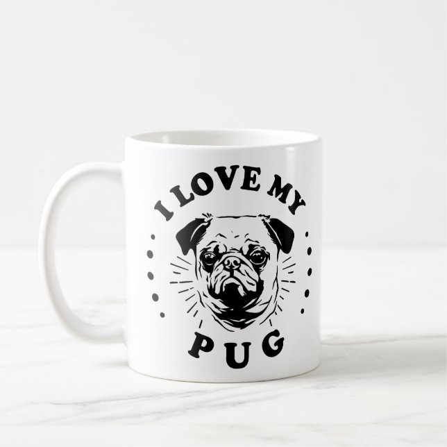 Taza De Café Amo Mi Pug (Izquierda)