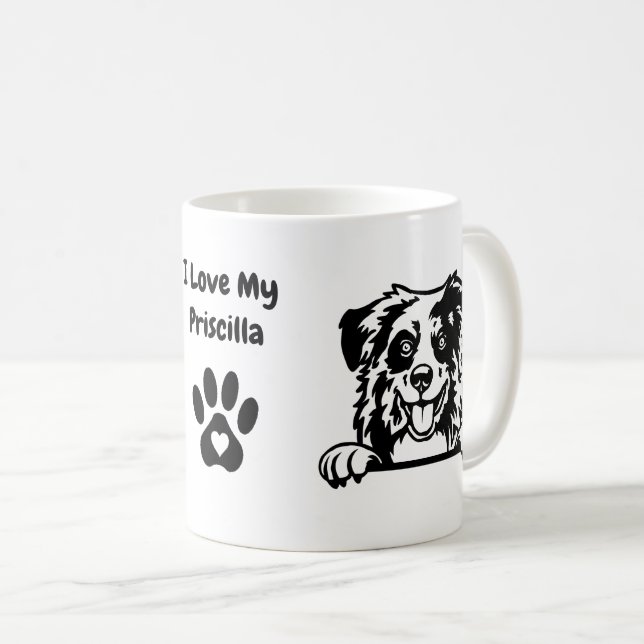 Taza De Café Amo mi SHEPHERD AUSTRALIANO | Impresión de nombre  (Anverso derecho)