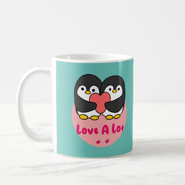 Taza De Café Amo mucho a los lindos pingüinos Kawaii sosteniend (Izquierda)
