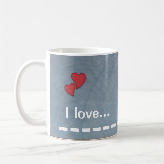 Taza De Café Amo… Personalizado azul claro (Izquierda)
