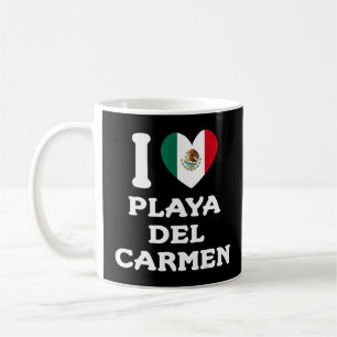 Taza De Café Amo Playa del Carmen Corazón Bandera de México 1