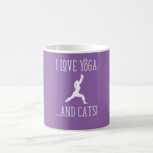 Taza De Café Amo yoga y los gatos para el fondo oscuro asaltan