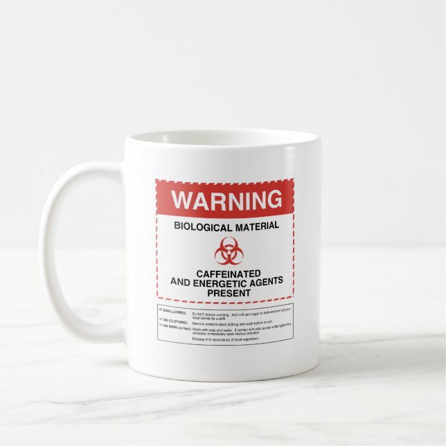 Taza de café amonestadora del Biohazard (cuadrado) (Izquierda)