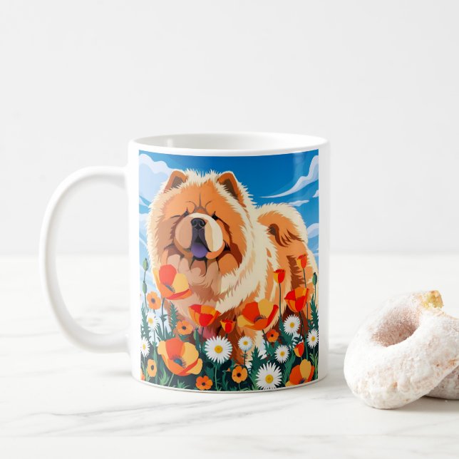 Taza De Café AMONG THE POPPIES Chow  (Con donut)