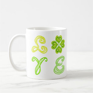 Taza De Café AMOR 4 Leaf Heart Diamonds St Patricks Day Fabric