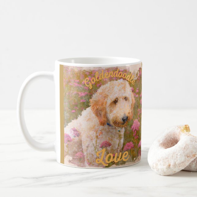 Taza De Café Amor a Goldendoodle en esta hermosa (Con donut)