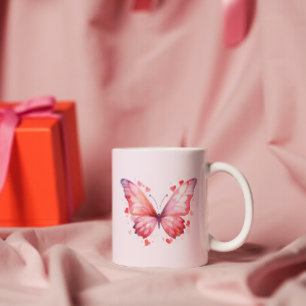 Taza De Café Amor a la mariposa   Colores acuáticos   Feminina