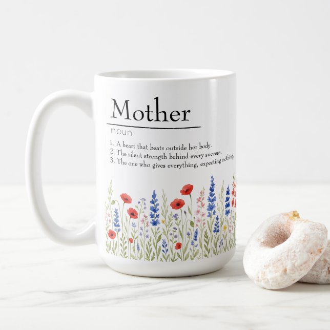 Taza De Café Amor a las flores silvestres - Mug con mensaje de  (Con donut)