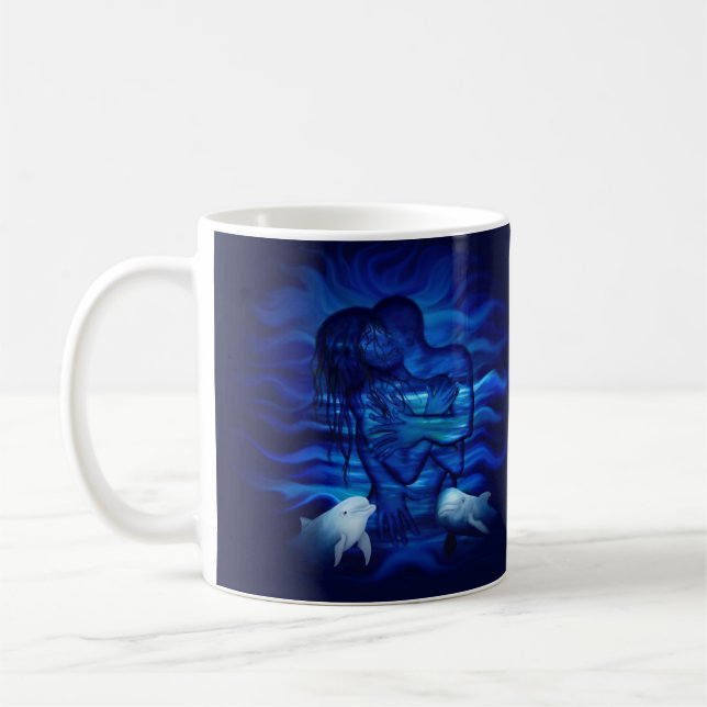 Taza De Café Amor, acto de pasión - pareja con delfín (Izquierda)