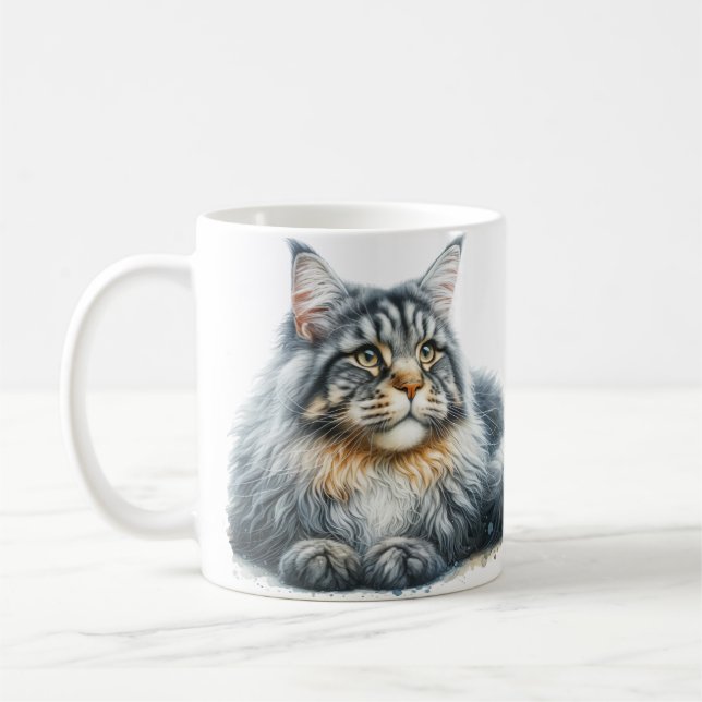 Taza De Café Amor al gato magnético en acuarela (Izquierda)