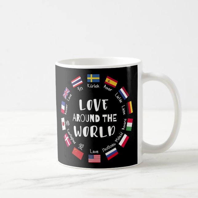 Taza De Café Amor alrededor de idiomas del mundo  (Derecha)