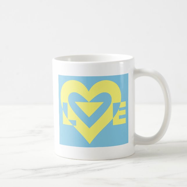 Taza De Café Amor Amarillo en azul (Derecha)