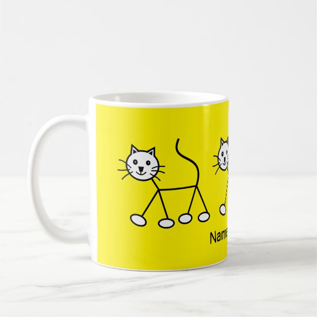 Taza De Café Amor Amor Amarillo Gatos Amor Personalizado (Izquierda)