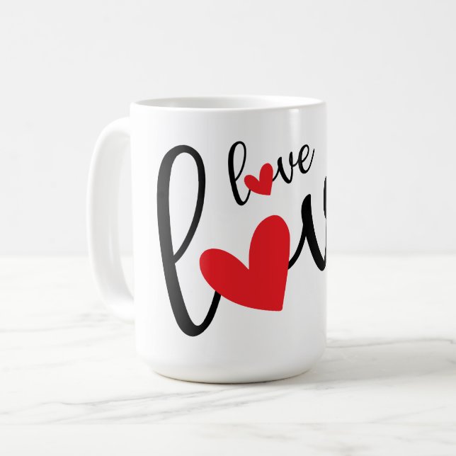 Taza De Café Amor Amor Corazones (Anverso izquierdo)