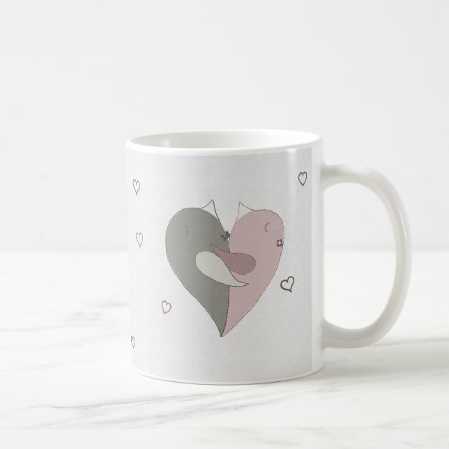 Taza De Café Amor Aves Corazón (Derecha)
