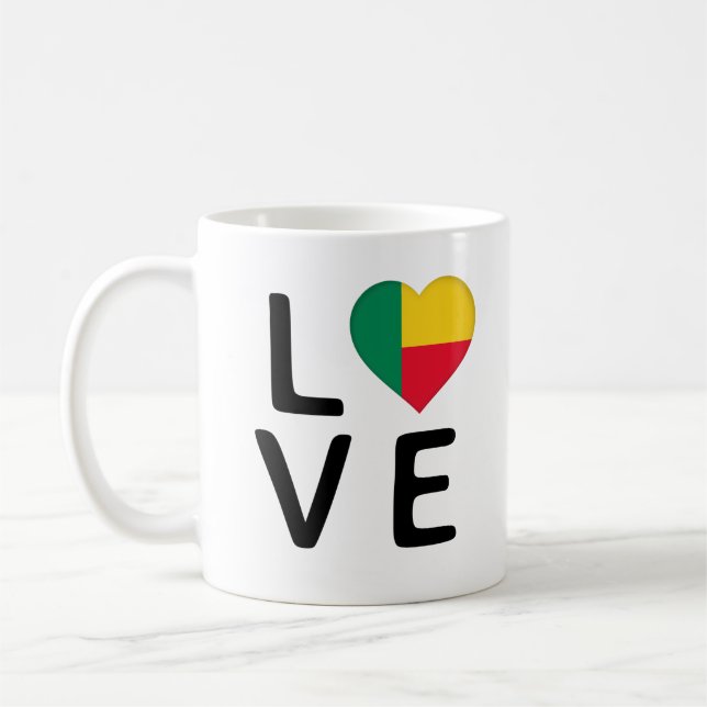 Taza De Café Amor - Bandera Benín (Izquierda)